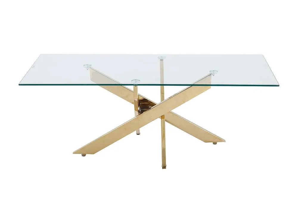 Vente-unique Tempered Glass & Gold Metal Coffee Table - Transparent - COSIMA in Clear 5