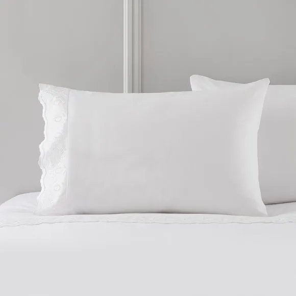 Broderie Lace Edge 100% Cotton Duvet Cover & Pillowcase Set 4