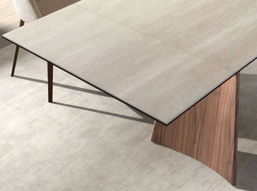 Angel Cerda Sand Porcelain Marble Extendable Dining Table in Light Sand 5