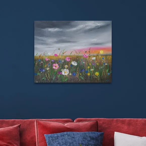 The Art Group Sunset Over Wildflowers Canvas