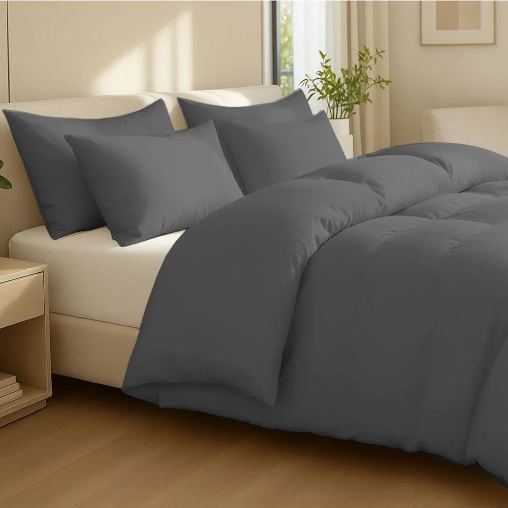 Grace 100% Egptian Cotton Duvet Cover Set with Matching Pillowcases in Dark Grey