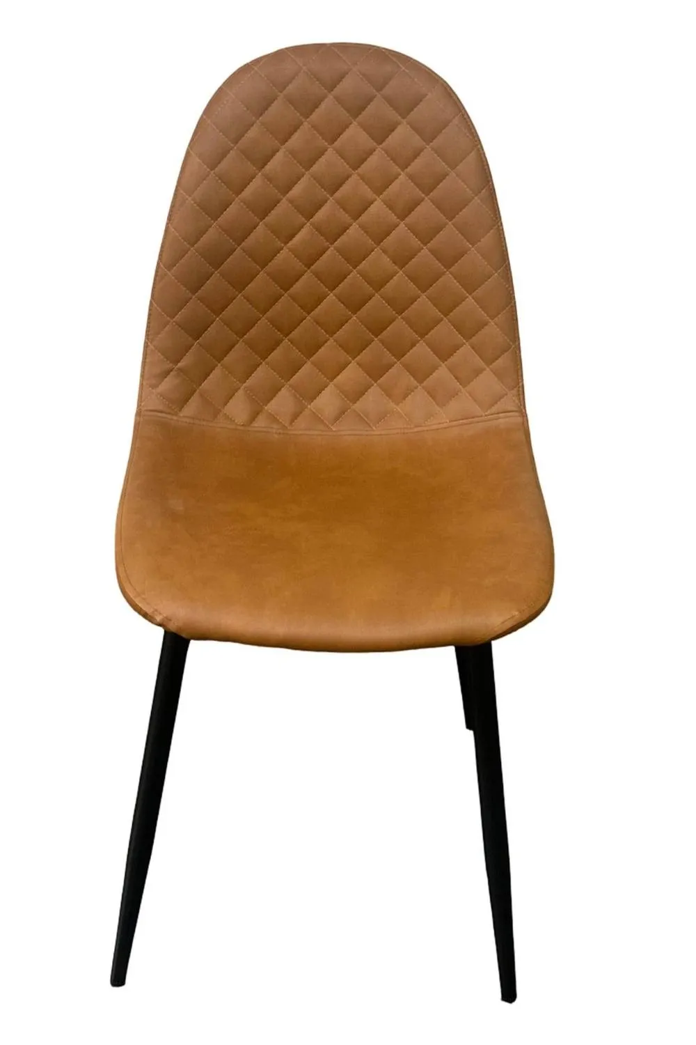 IH Design Corona Tan Faux Leather Dining Chairs Set of 4 with Black Steel Legs 2