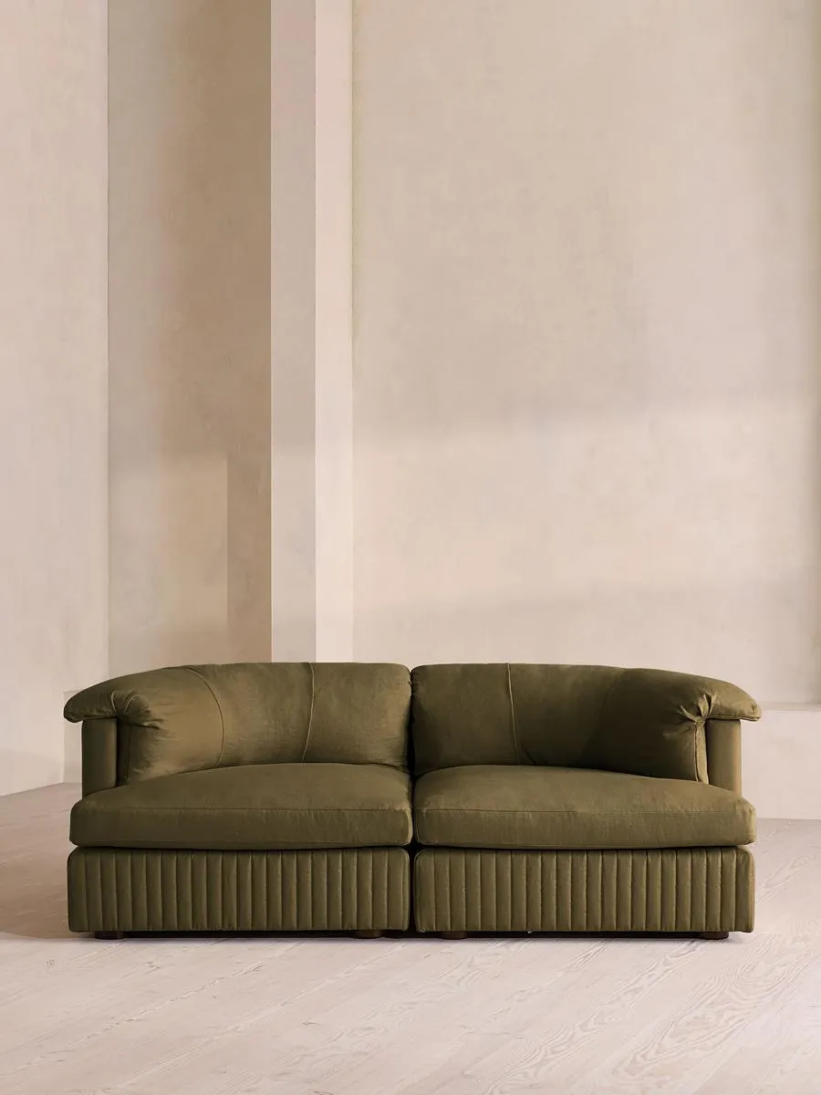 Oona Deep Sit Modular Sofa, Three Seater, Linen, Olive