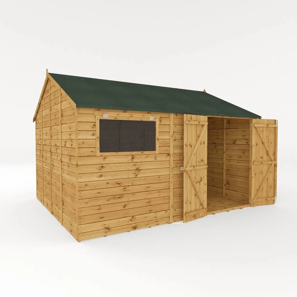 Mercia 12 x 10 Feet Premium Shiplap Reverse Apex Workshop in Light Brown 2