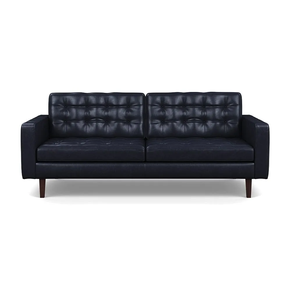 Heal's Hepburn 3 Seater Stonewash Leather Black 263 Wenge Feet 1