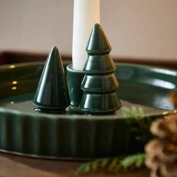 Alpine Trees Ceramic Candlestick Holder 2