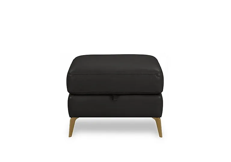Eclipse Leather Storage Footstool - Black