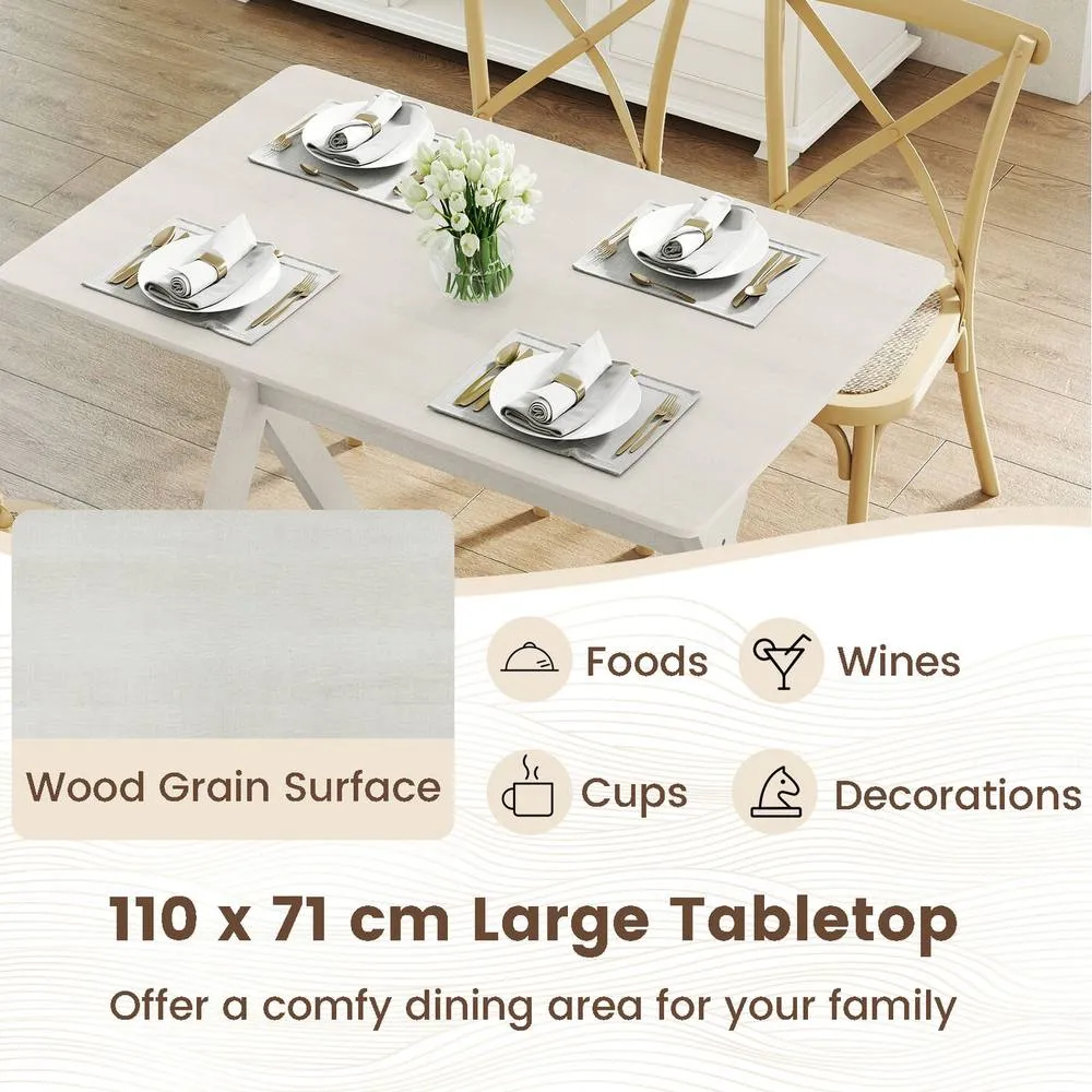Costway Modern Dining Table Wooden Kitchen Table with X-shaped Frame-White in White 5