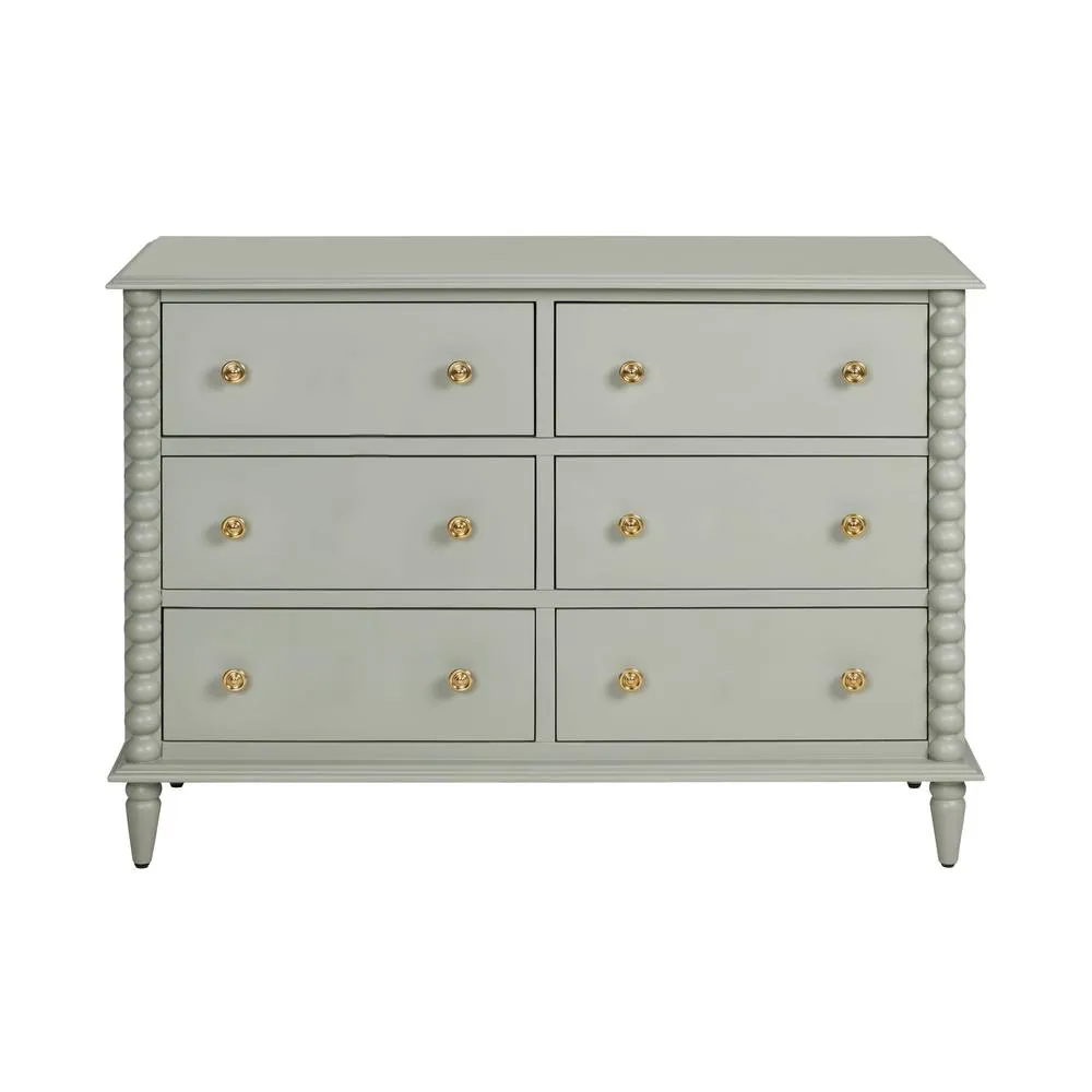 Statement Furniture Cromwell Large 6 Drawer Chest of Drawers with Bobbin Design in Light Green 5