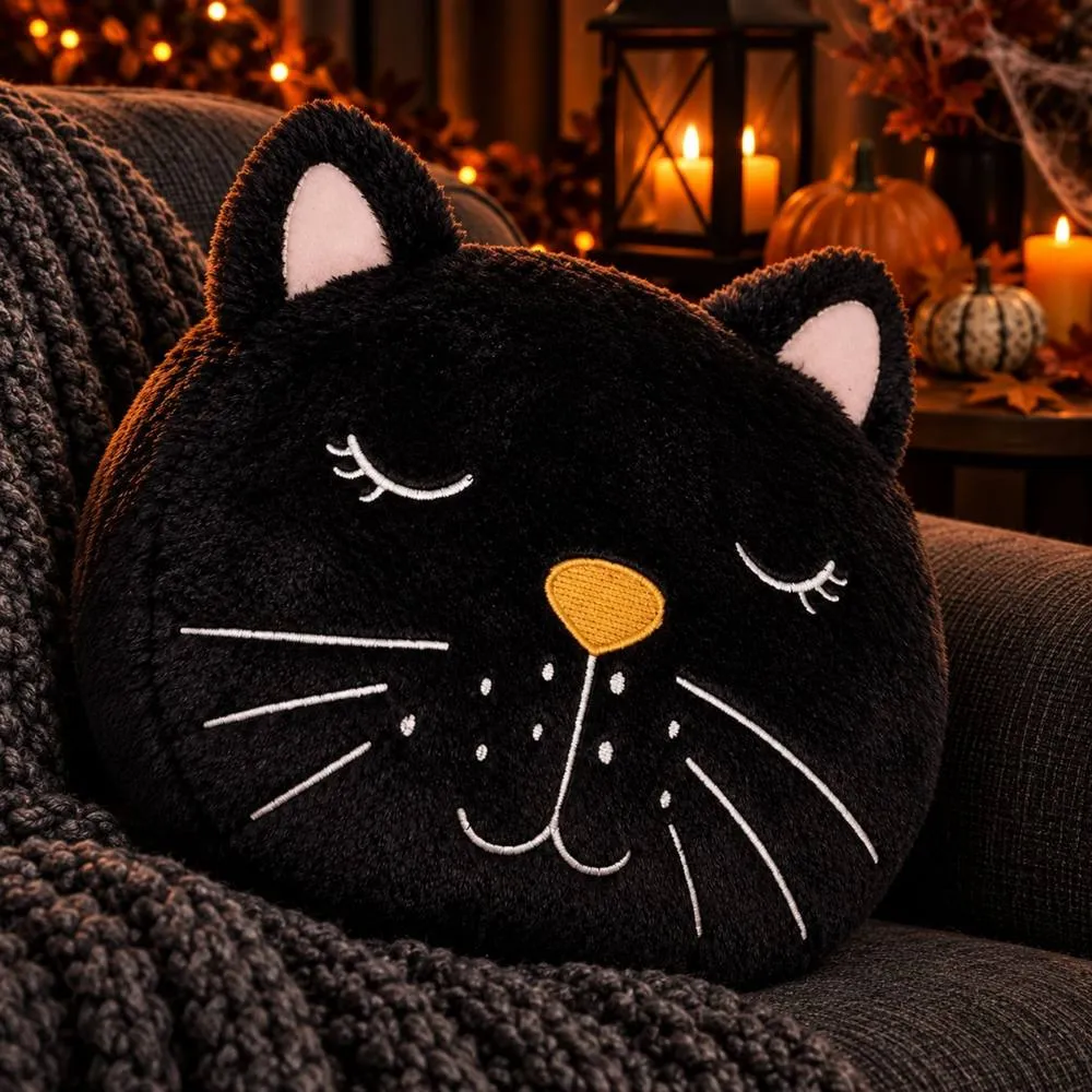 Smart Living Halloween Magical Cat Fleece Cushions Set of 2 or 4 in Black 3
