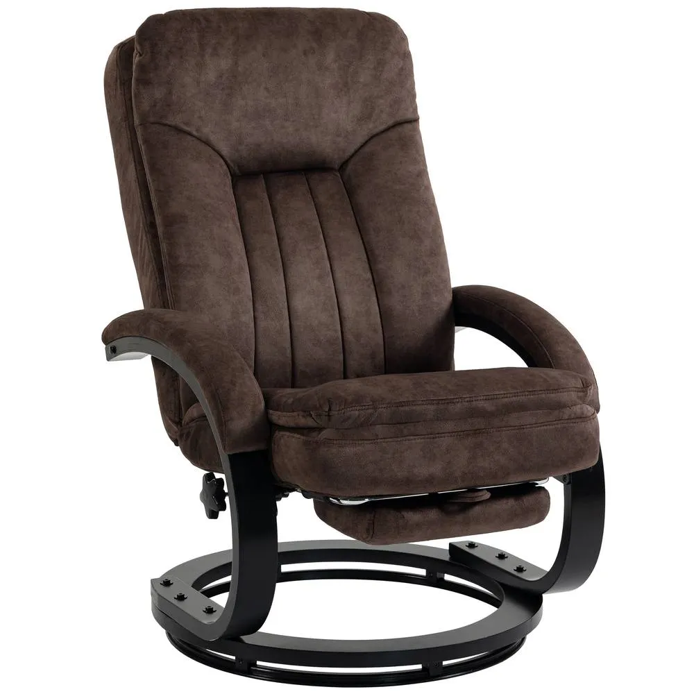 HOMCOM Swivel Recliner Chair, Velvet Manual Recliner Armchair in Dark Brown