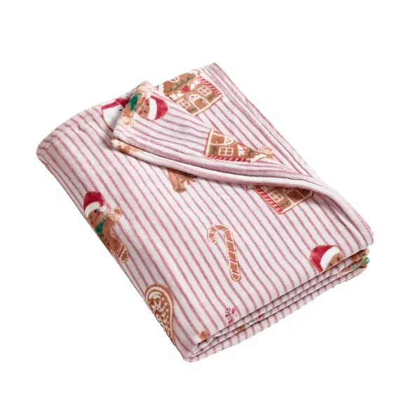 Catherine Lansfield Christmas Gingerbread Stripe Throw Blanket 4