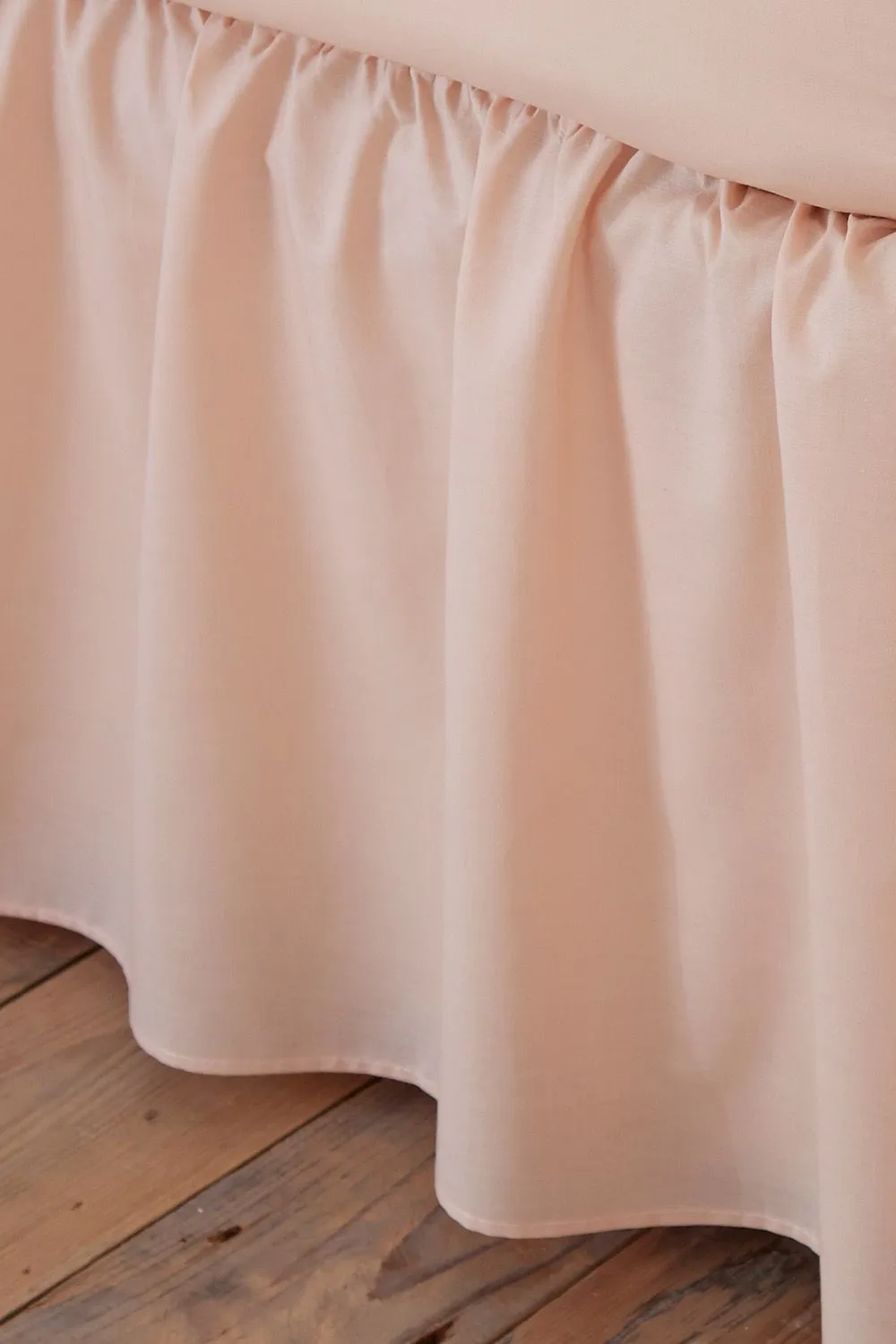 Martex Poetry Plain Dye Polycotton Platform Valance Sheet Frilled in Peach 2