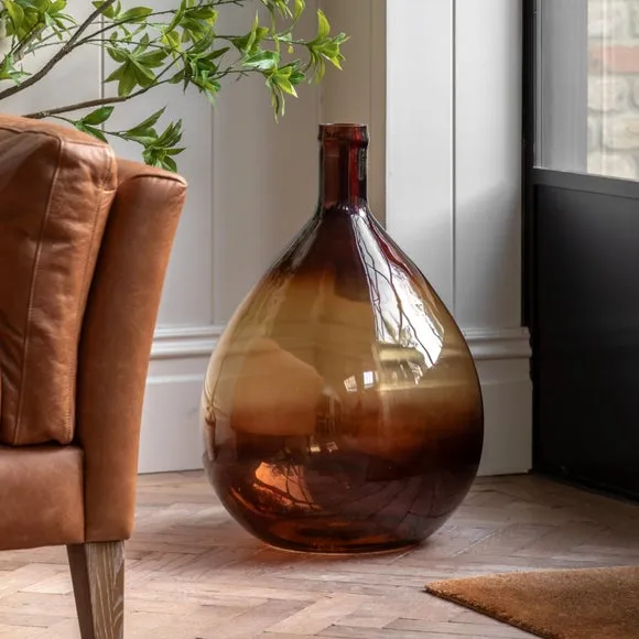Crossland Grove Sevran Giant Glass Bottle Vase Amber 640Mm, Brown