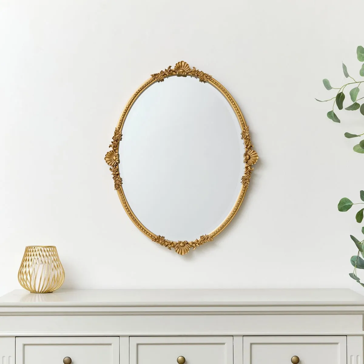 Melody Maison Oval Gold Ornate Wall Mirror 70cm X 56cm 3