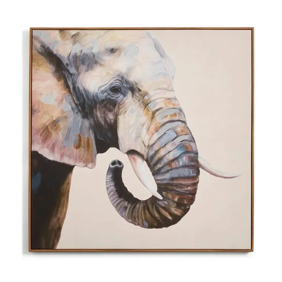 Pastel Elephant Framed Canvas 3