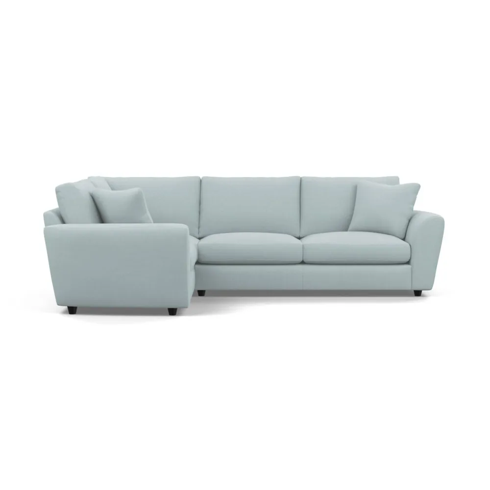 Heal's Snooze Left Hand Facing Corner Sofa Brushed Cotton Mist Black Feet
