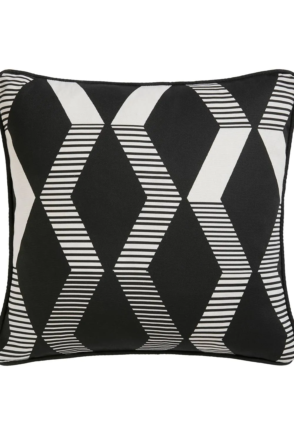 Fusion 'Rico' UV & Water Resistant Zig Zag Geo Print Outdoor Cushion in Black 2