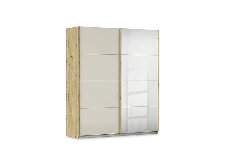 Freja 181cm 2 Door Sliding Glass Wardrobe With Mirror Door