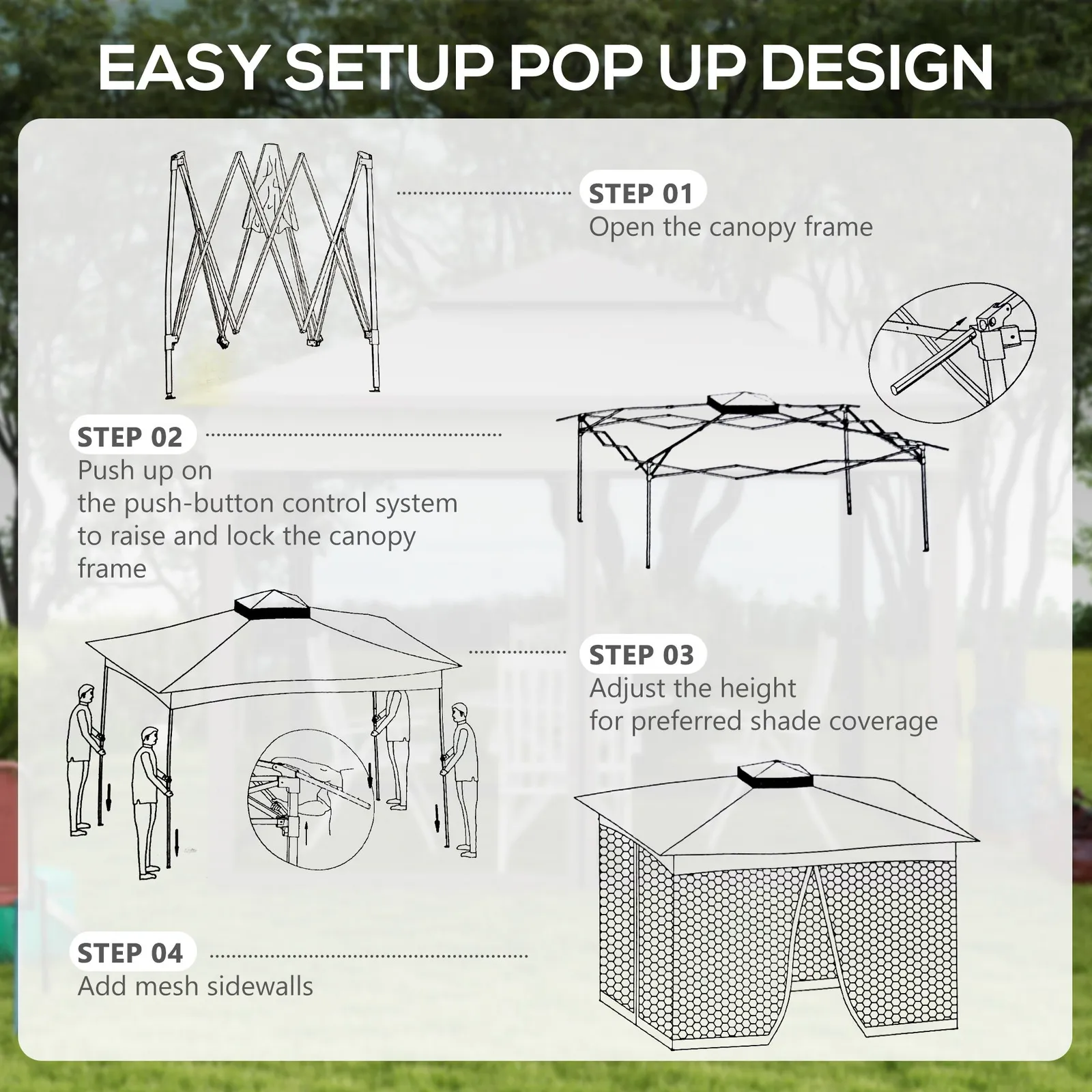 OUTSUNNY Garden Folding Tent Heavy Duty Pop Up Gazebo for Party in Cream 5