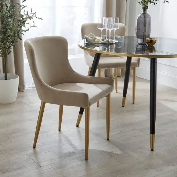 Montreal Set of 2 Dining Chairs, Mink Velvet