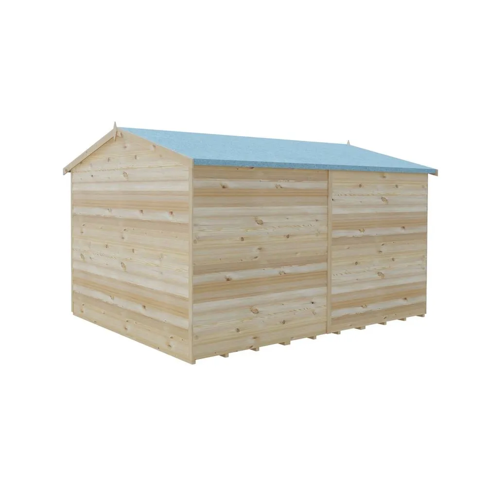 Shires Overlap 10 x 8 Dip Treated Apex Shed Double Door No windows in Brown 3