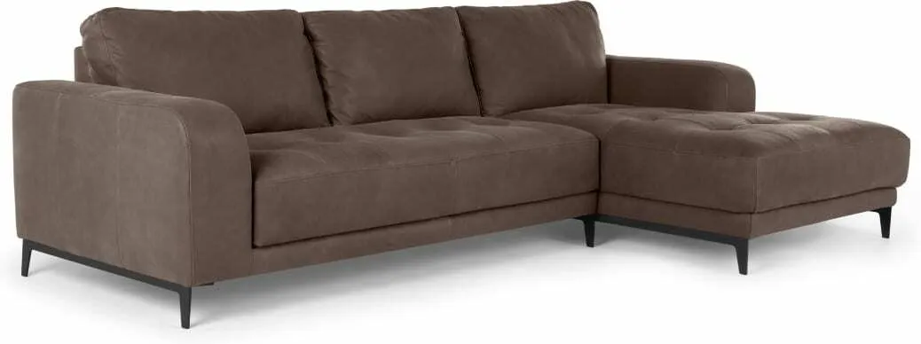 Luciano Right Hand Facing Corner Sofa, Texas Charcoal Grey Leather