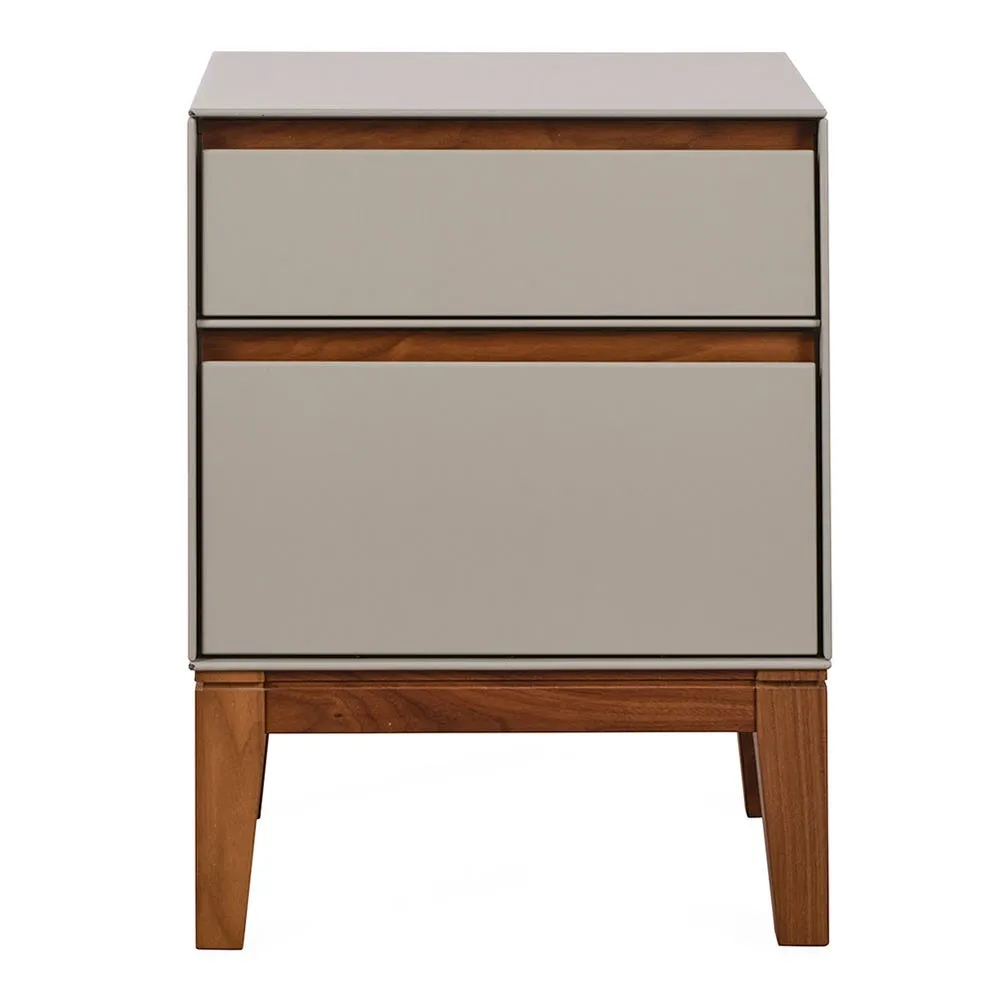 Heal's Lars Bedside Table Dove Grey & Walnut 3