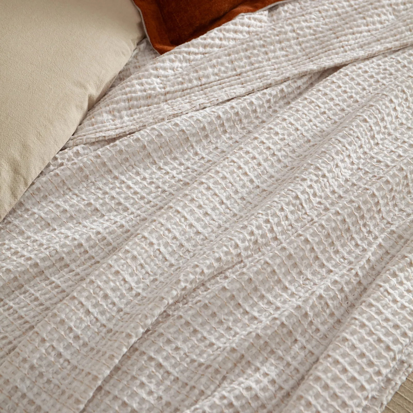 Yard Waffle 100% Cotton Textured Bedspread in Natural 4