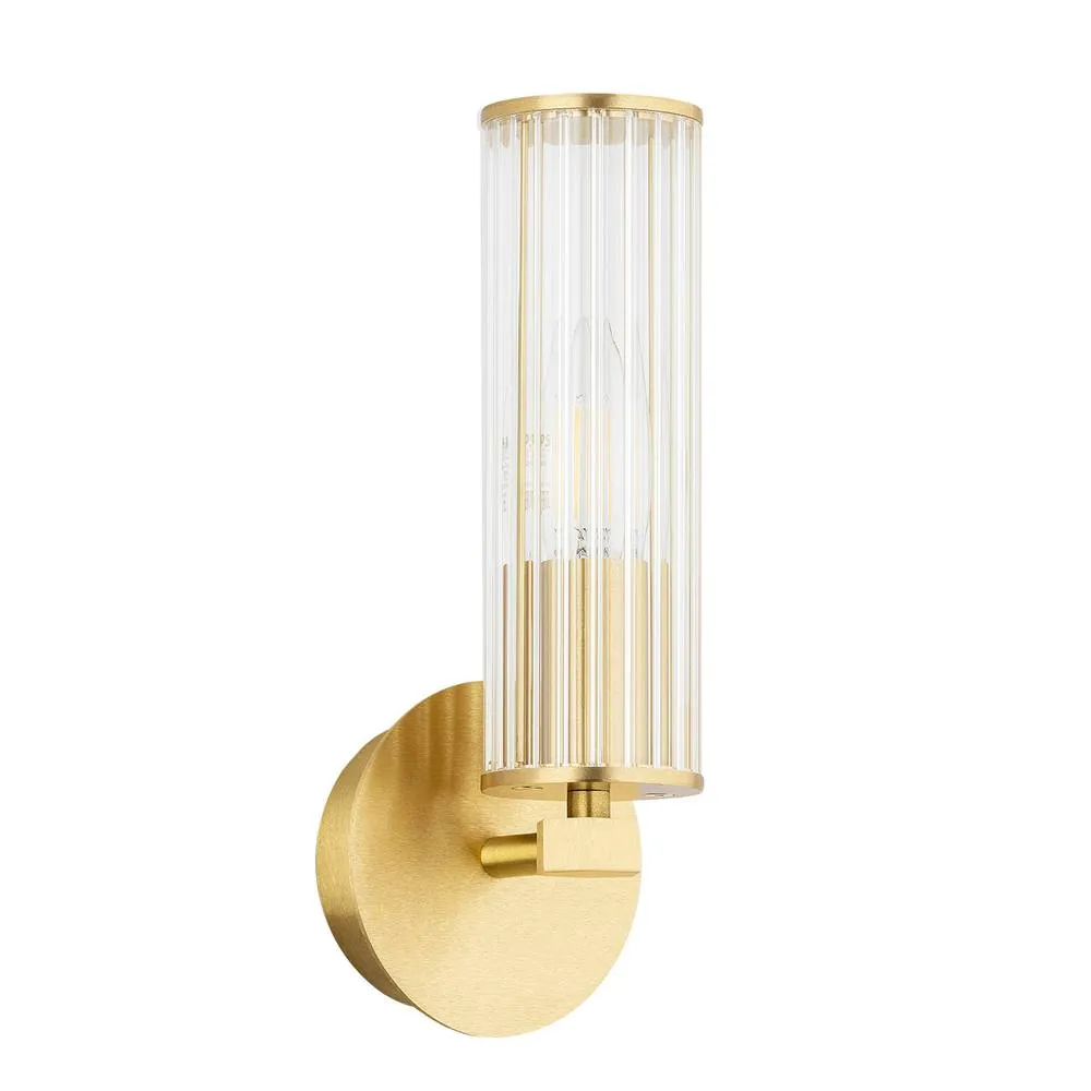 Netlighting Hampton Wall Lamp Transparent (Fluted) Brushed Brass in Gold 3