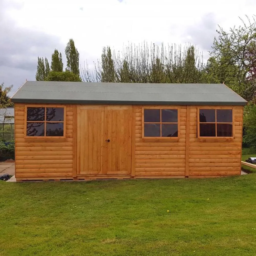 Shires Shiplap Mammoth Loglap 12x24 ft Shed Double Door - Two Opening Window in Brown