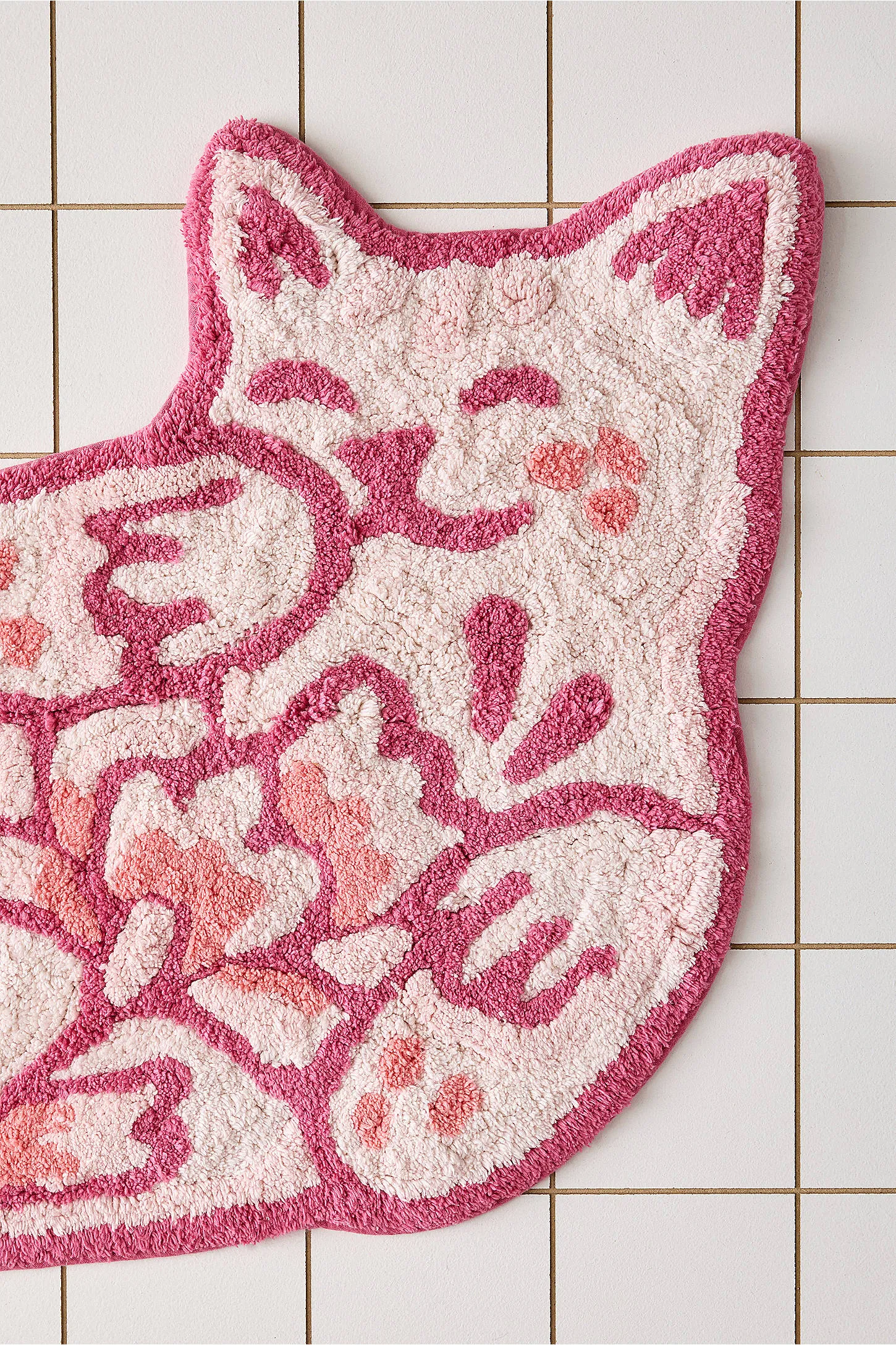 Delft Cat Bath Mat - Pink 3