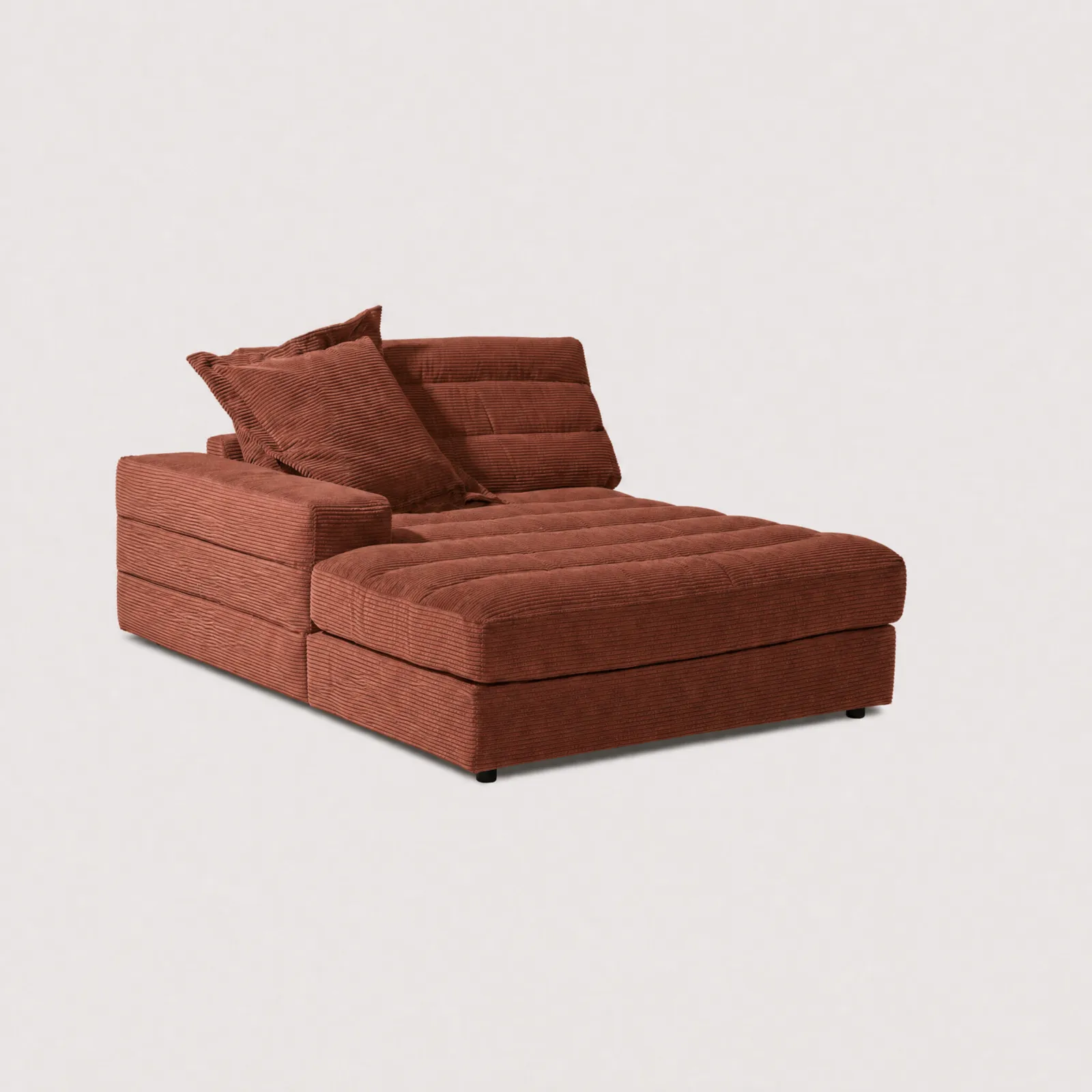 Twain Large Longchair Armrest Left Modular Sofa, Orange Fabric | Barker & Stonehouse 1