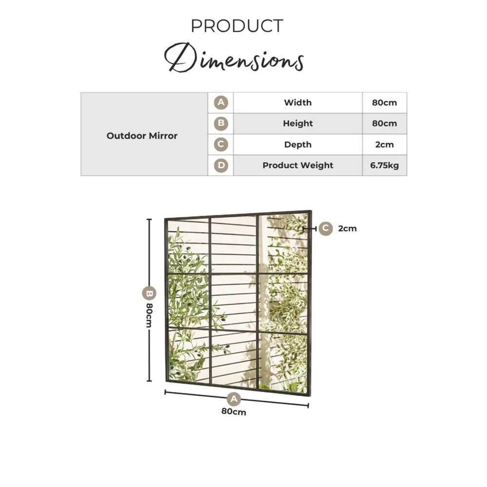 FurnitureboxUK Yoko Black Medium Window 80x80cm Garden Mirror 5