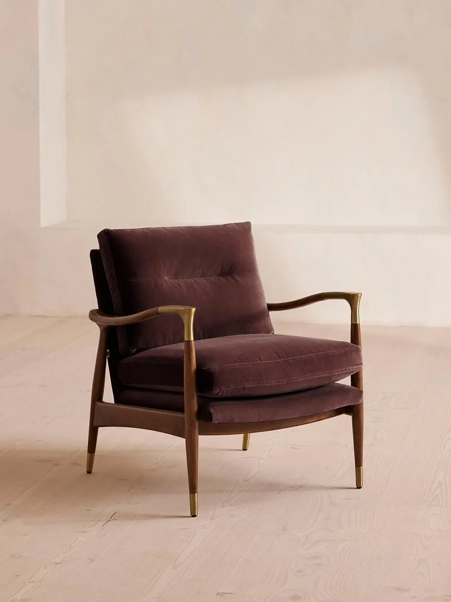 Theodore Armchair, Velvet, Aubergine