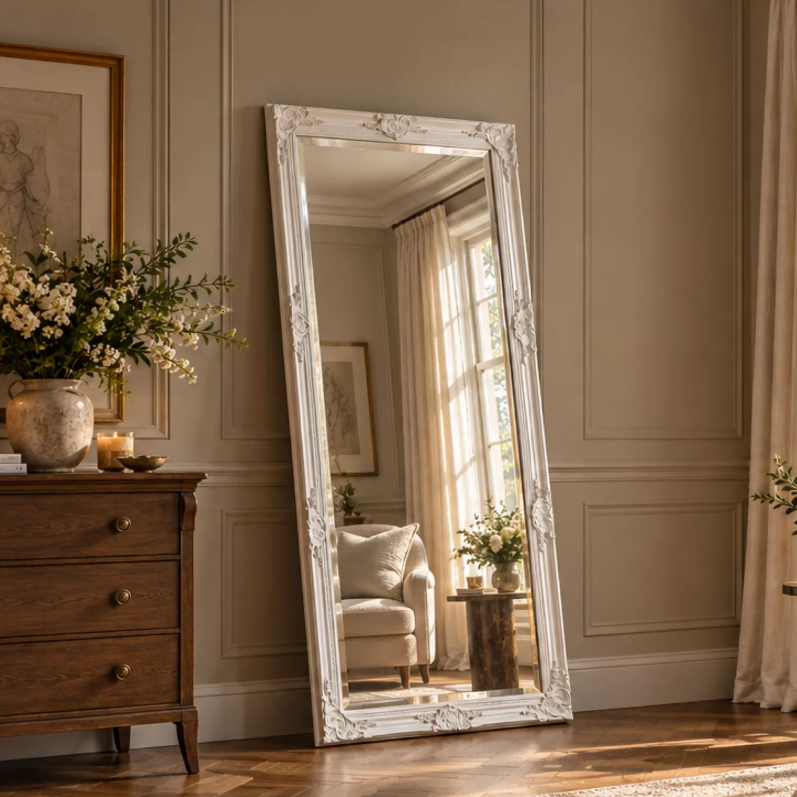 Yearn Mirrors Decorative White full length Mirror 74x163cm 3