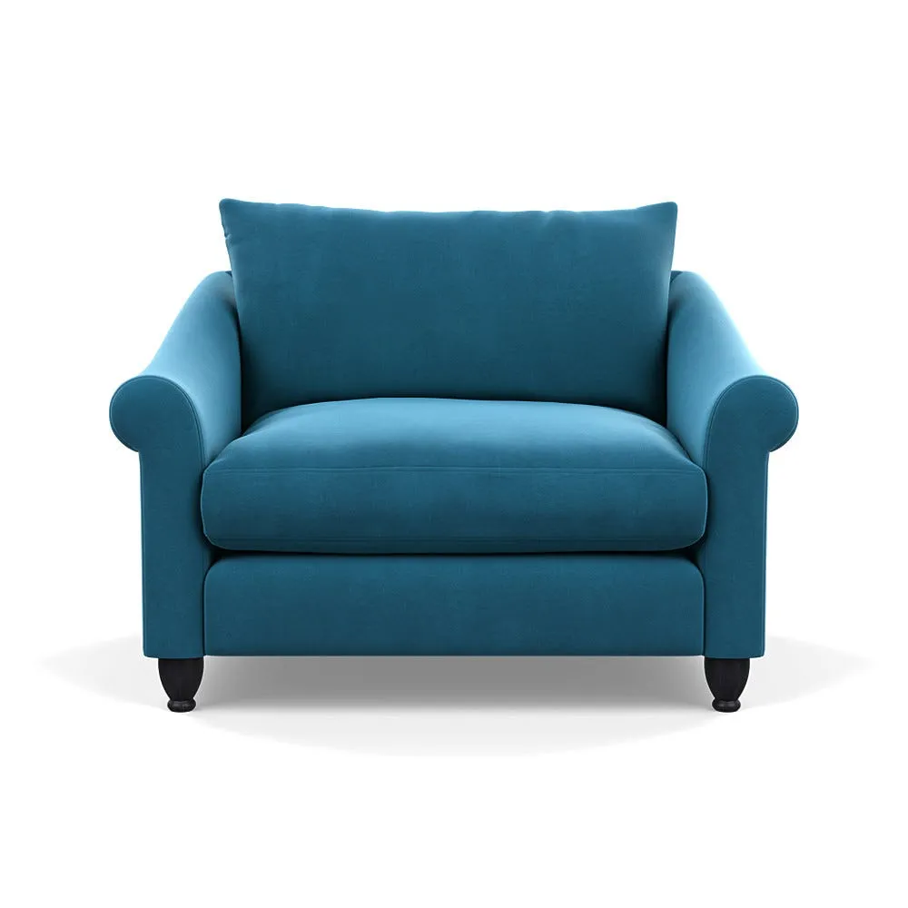 Heal's Devon Loveseat Smart Velvet Ocean Black Stain Beech Feet 1