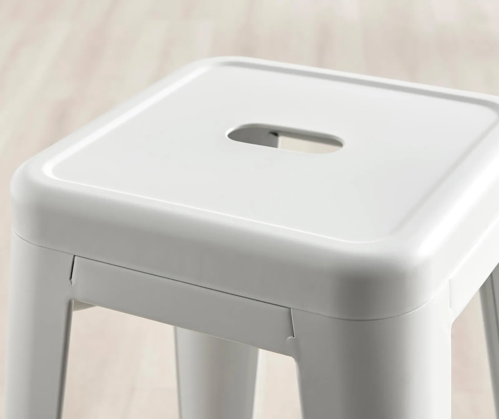 FurnitureboxUK Set of 2 Colton 'Tolix' Style Metal Stackable Retro Industrial Bar Stools in White 3