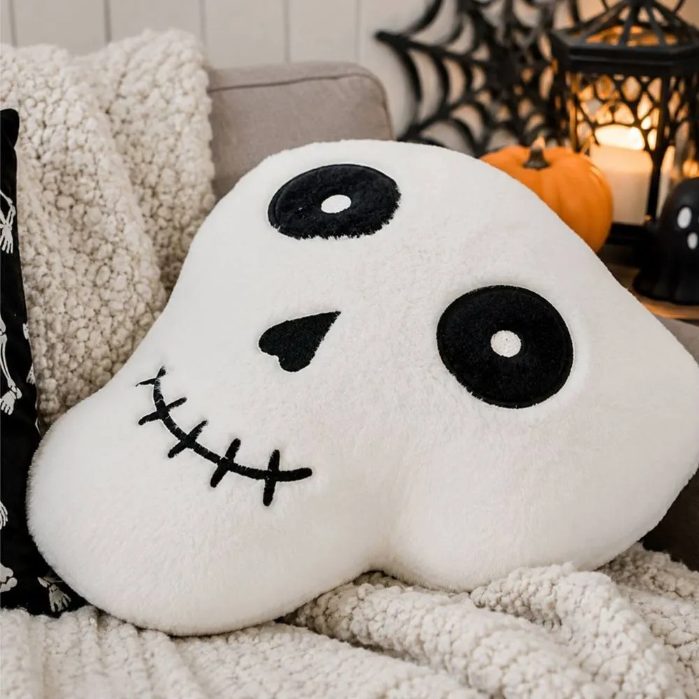 Smart Living Halloween Ghost Fleece Cushions Set of 2 or 4 Spooky Decor in White 3