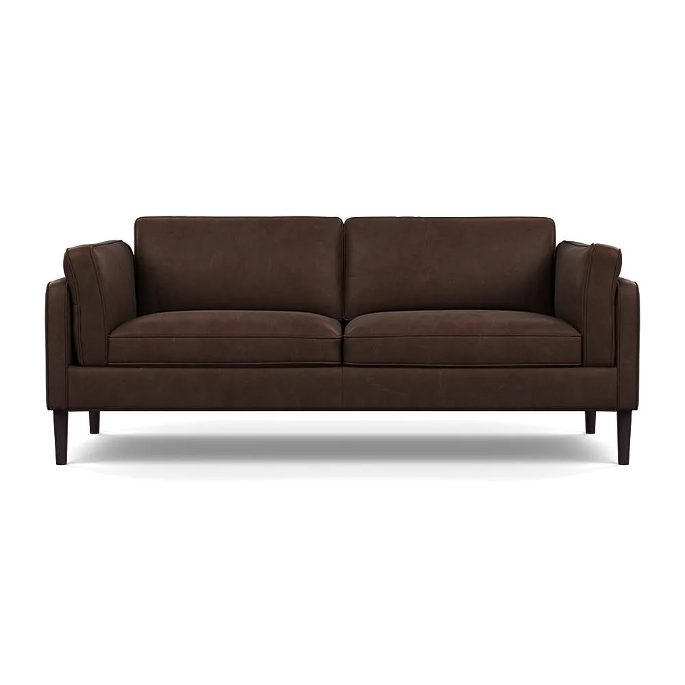 Heal's Sonno 3 Seater Heritage Leather Chestnut 2064 Wenge Black Feet 1