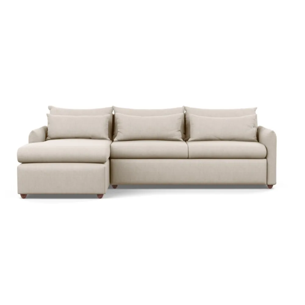 Heal's Pillow Large Left Hand Corner Chaise Broad Weave Putty Chestnut Stain