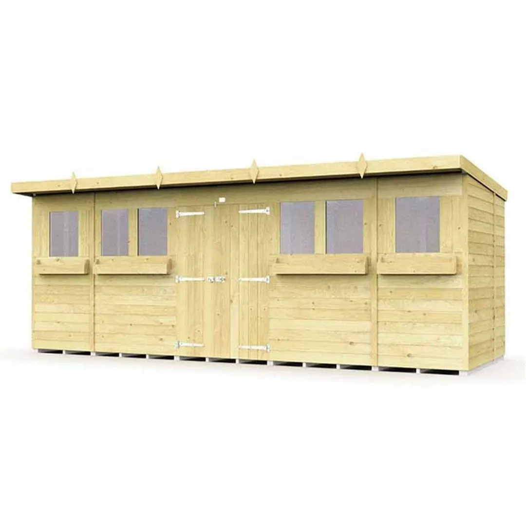 Buttercup Farm 18 x 6 Feet Pent Summer Shed - Wood - L178 x W533 x H201 cm in Brown
