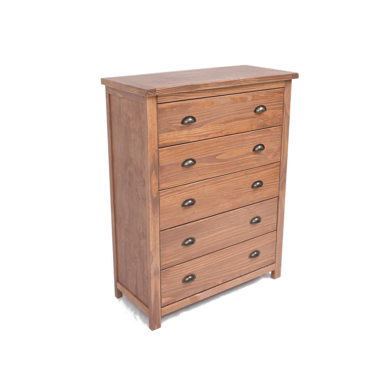 Cabinet Bits Padua 5 Drawer Chest of Drawers Brass Cup Handle in Brown 3