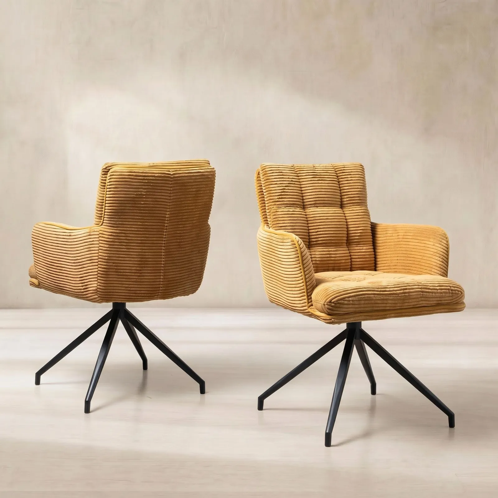 Odine Swivel Dining Chair, Yellow Velvet | Barker & Stonehouse