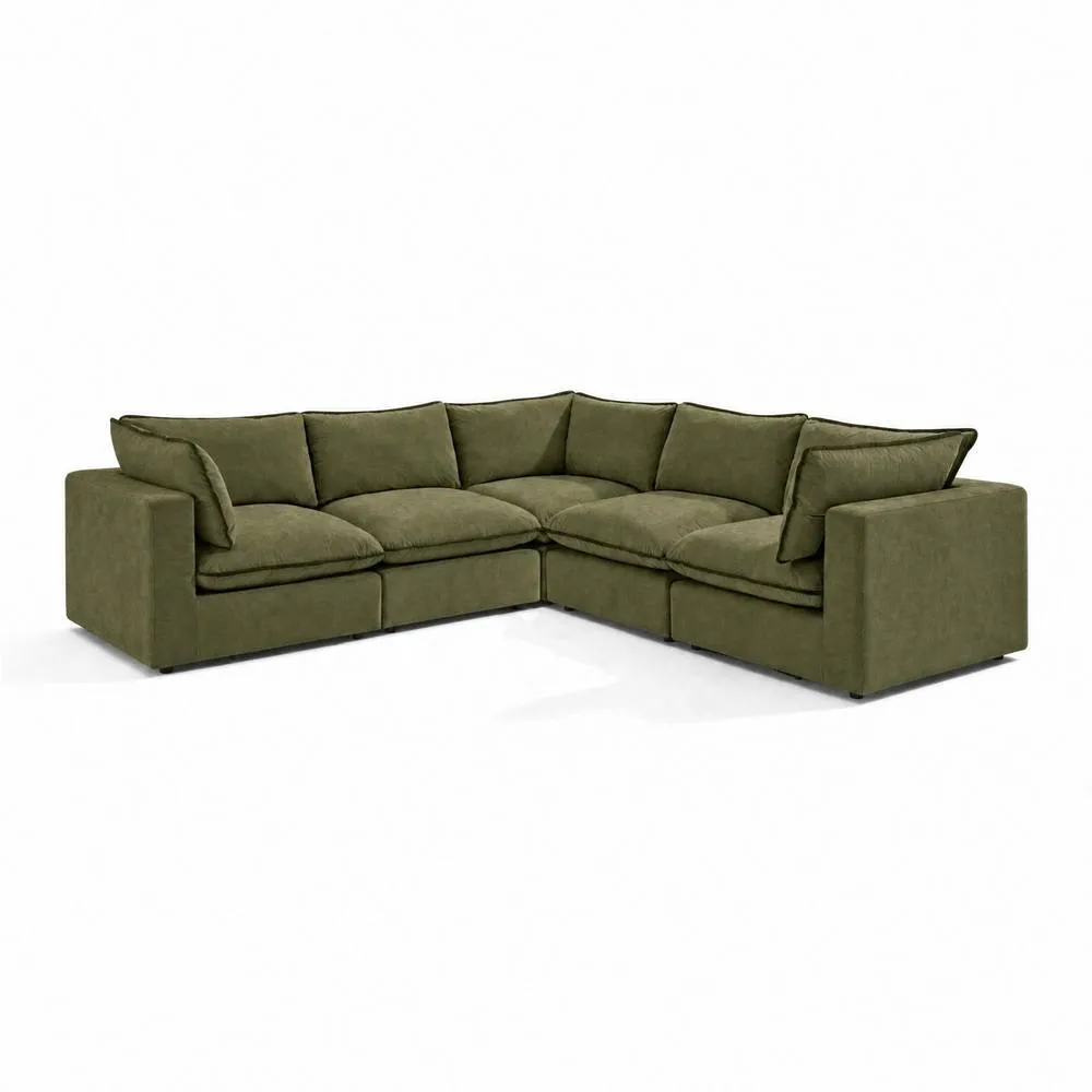 FurnitureboxUK Echo Linen-Look Fabric 4 Seater Modular Corner Sofa in Green 6