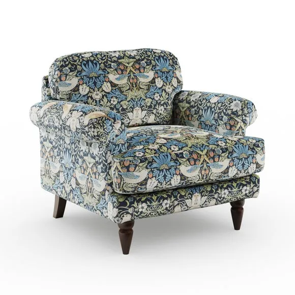 Jolene William Morris Strawberry Thief Print Velvet Snuggle Chair 6