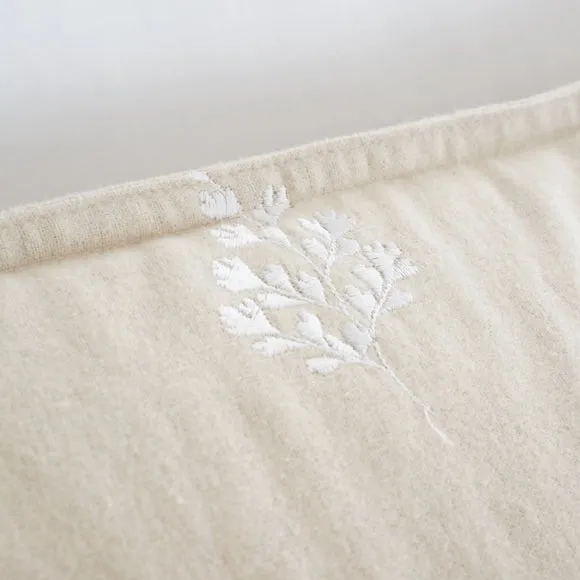 Bianca Fine Linens Embroidery Leaf 100% Brushed Cotton Duvet Cover & Pillowcase Set 5