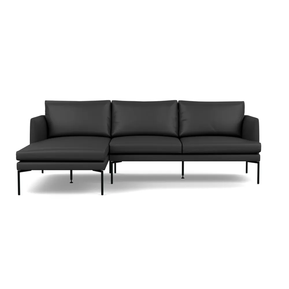 Heal's Matera Corner Chaise Sofa LHF Leather Hide Graphite 7181 Black Feet