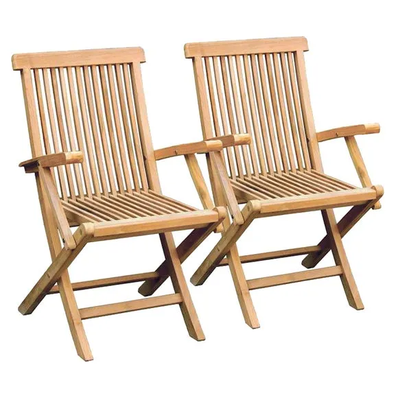 Return - Set of 2 Teak Wooden Folding Armchairs