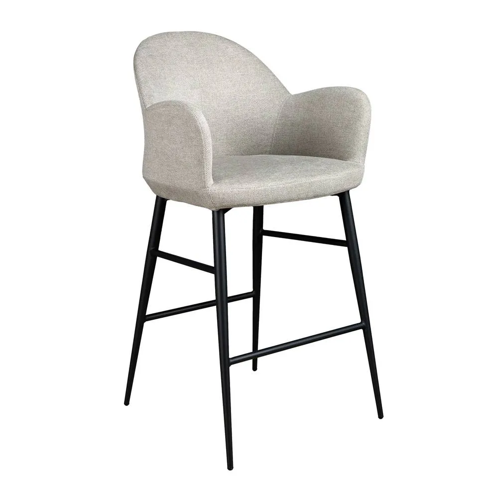 Angel Cerda Light Grey Fabric Stool with Armrests (Model )